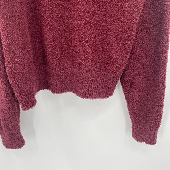 JAMISON NEW Evereve Maroon Chenille Open Shoulder Sweater Pullover // S - Picture 12 of 12